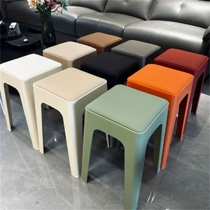 Tabouret carré empilable en plastique pour la maison, confortable, coloré, design minimaliste pour <span class=keywords><strong>chambre</strong></span> à coucher, salon, hôpital, hôtel - Product Image 4