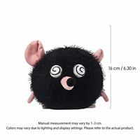 Vente en gros de jouets en peluche amusants en forme de souris noire ronde avec des yeux en spirale, peluche douce, poupée de rat, cadeau pour enfants, décoration de la maison, OEM personnalisé