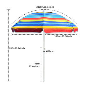 Sombrillas de Playa Personalizadas de Múltiples Tamaños con Función de Inclinación, Colores Mixtos y Rayas para la Arena - Product Image 6