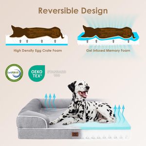 Cama Cuadrada para <span class=keywords><strong>Perro</strong></span>, Resistente a Mordidas y Arañazos, Impermeable, Desmontable y Lavable a Máquina, para Todas las Estaciones, para Bichón Frisé, Corgis y Perros Pequeños - Product Image 4