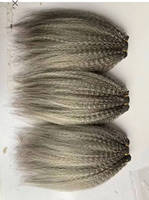 Extensions de cheveux humains africains Kinky Straight, gris sel et poivre, gris argenté, mèches de cheveux tissés gris argenté, Yaki grossier gris argenté, 100g