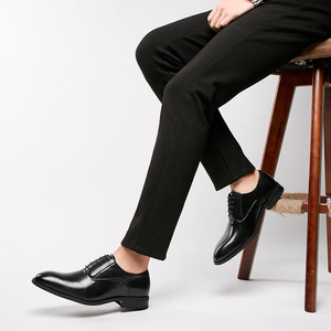 2024 nuevos zapatos de cuero suave para hombres británicos puntiagudos con cordones informales formales para oficina, boda y temporada de otoño - Product Image 6