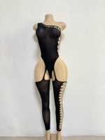 Costume de performance de strip-tease en salle de bal, dentelle à strass/filet de pêche noir, tenue de danseuse exotique durable