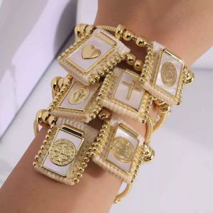 Ciondoli placcati <span class=keywords><strong>oro</strong></span> gioielli cattolici religiosi Guadalupe Jesus vergine maria <span class=keywords><strong>madreperla</strong></span> conchiglia ciondolo <span class=keywords><strong>bracciale</strong></span> - Product Image 2