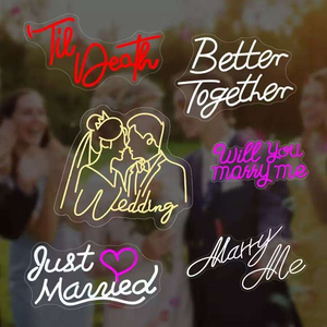 Ensemble d'enseignes néon LED pour mariage - « Marry Me » & Silhouette de couple |   Lumière décorative pour mariage, demande en mariage, réception - Product Image 2