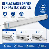 Lampe Tri-Proof Extractible Facile à Entretenir avec Module Remplaçable, Indice de Protection IP65, Garantie 5 Ans, Dimmable pour Usage Industriel
