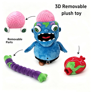 Bambola di Peluche Personalizzata <span class=keywords><strong>a</strong></span> Forma di Cervello Staccabile, Lavorazione su Misura, Mascotte OEM/ODM, Bambole Morbide e Bizzarre Personalizzate - Product Image 2