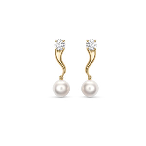 14k Gold Pearl and Diamond Jackets Stud Earrings Fashion Custom Earring Design Trendy Earings Luxury Designer <strong>Jewelry</strong> Earrings - Product Image 5