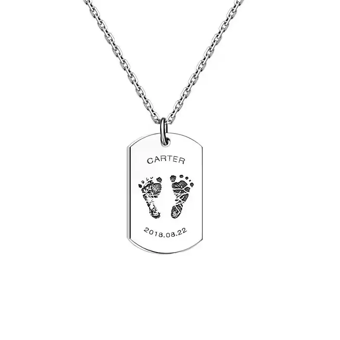 Militär Armee Karte Herren Halskette individueller Babydruck Fuß Vierkant Marke 925 Sterling-Silber hochwertiger Anhänger Schmuck Großhandel