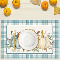 Ensemble de 4 sets de table à motif citrouilles bleues, 12 x 18 pouces, en polyester, lavables en machine, pour la décoration de table de fête