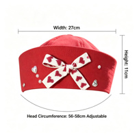 Sombreros de Marinero al por Mayor, Sombreros y Gorras con Corazón Rojo y Perlas, con Logotipo Personalizado, para Cosplay, Fiestas Temáticas