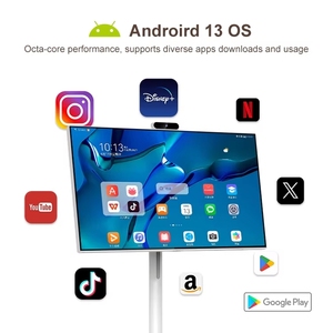 32-Inch Smart 4K Touch Screen Portable <strong>LCD</strong> TV with Rechargeable Battery Wireless <strong>Android</strong> for Indoor Restaurant &amp; Hotel Use White - Product Image 2