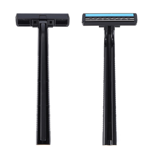 Rasoir facial manuel jetable en plastique gris à double lame en acier inoxydable – Prix de gros - Product Image 1