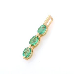 Colgante de piedras preciosas ovaladas de Esmeralda Natural para mujer, productos únicos, oro amarillo sólido de 14K, joyería de moda para mujer - Product Image 1