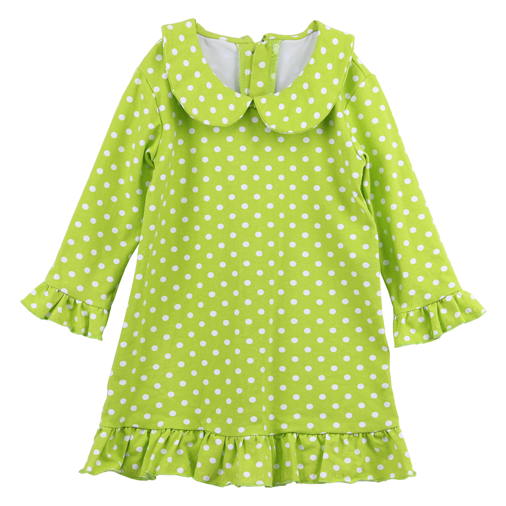 Осенне-зимняя ночная рубашка, хлопковые ночные рубашки с длинными рукавами и рюшами, высококачественные пижамы для маленьких девочек