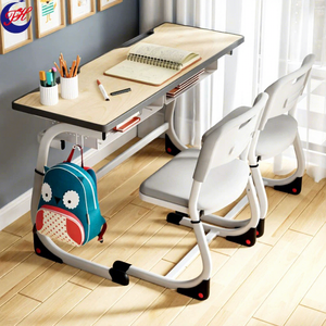 Ensemble de chaise et de bureau d'école en métal réglable avec plateau en bois, design moderne, durable, écologique, mobilier <span class=keywords><strong>scolaire</strong></span> personnalisable - Product Image 6