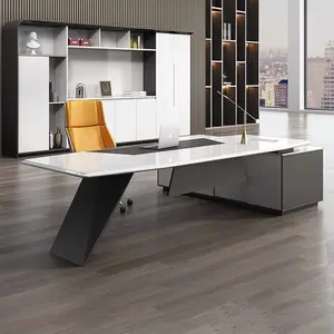 Moderna pittura per ufficio di lusso a forma di l boss ceo director desk executive tavolo da ufficio in legno