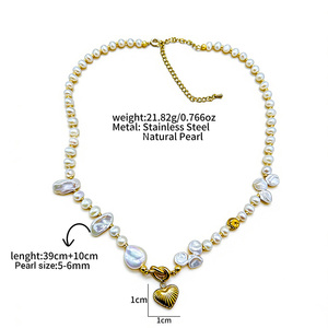 Collier de perles naturelles personnalisé Muses Jewels, style plage irrégulier, plaqué or, bijou tendance, best-seller - Product Image 2