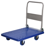 Carretilla de Mano Plegable con Plataforma de Plástico, Resistente, para Transporte en Almacenes, con Ruedas con Frenos
