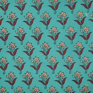 RIDHI 100% coton tissu cour bleu sarcelle acajou saumon rose main bloc imprimé femmes robes artisanat housse de matelas filles garçons - Product Image 1