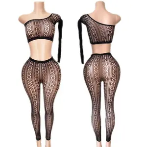 Wholesale Customize New Arrivals Diamond Fishnet Mesh Corsets Stripper Attire Cabaret Costumes