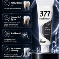 Dentifrice blanchissant en mousse 377 avec logo personnalisé, élimination des taches jaunes et réparation de l'émail, pour une haleine fraîche longue durée