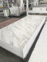 Paneles de Pared de PVC WPC Resistentes al Fuego, Impermeables, con Protección UV, Efecto Mármol, Fáciles de Instalar, para Decoración Interior Moderna de Escaleras y Baños