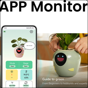 Pot de fleurs intelligent IA interactif avec emojis et commande vocale, robot animal de compagnie numérique mignon pour balcon, pour un entretien des plantes amélioré - Product Image 4
