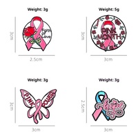 Badge commémoratif de sensibilisation au SIDA, ruban rose, broche en forme de papillon, motif goutte d'huile, pour femmes soucieuses de la bien-être public