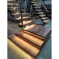 Australien Beliebte Stringer Treppe Stahl konstruktion Balken Weiß Massivholz Schritt Satin Edelstahl Handlauf Gerade Treppe
