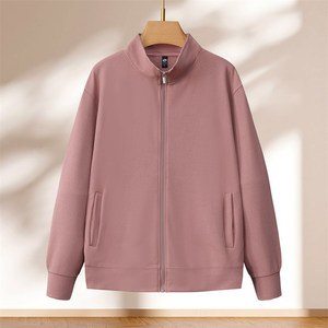 Waffle Knit Thickened Stand Collar Zipper Sweatshirt Solid Color Work Uniform Custom Logo Printing - Product Image 1