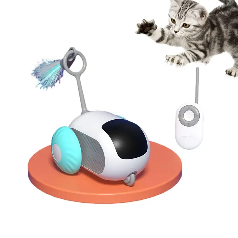 Juguete inteligente recargable para mascotas, coche de Control remoto eléctrico, juguete interactivo para gatos, juguete interactivo para gatos, teaser de plumas para gatos