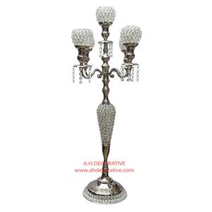 เชิงเทียนอลูมิเนียมชุบเงินทรงสูงพร้อมแขน5ชิ้นตกแต่งพื้นชุบเงินเงาและของตกแต่งงานปาร์ตี้เชิงเทียนทำมือ - Product Image 3