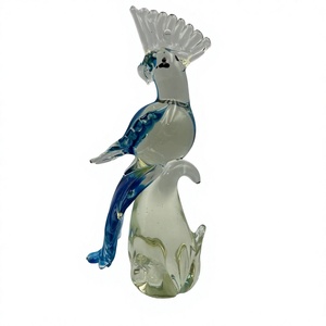 Figurine de perroquet en verre borosilicate soufflé à la main personnalisable, sculpture animale bleue transparente, décoration artistique, verre du Nouvel An chinois - Product Image 1