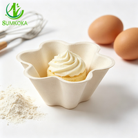 SUMKOKA Couvercle transparent en PET de 114 mm pour bol compostable en bagasse de fleurs, bol à dessert biodégradable en pulpe de canne à sucre