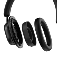 Casque sans fil supra-auriculaire A-100 à réduction active du bruit (ANC) pour DJ, aviation, sport et voyage, design en métal et cuir 5.4