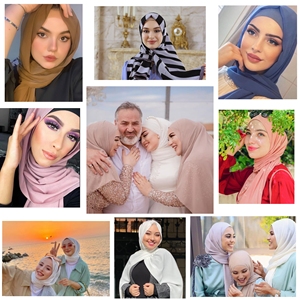 Diseño Floral Premium Nigeriana Para Casamento Tradicional Musulmán Impreso Bufanda Cuadrada Gasa Hijab - Product Image 6