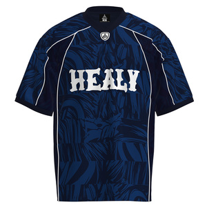 เสื้อเบสบอล HEALY ลายกรมท่าเข้ม สไตล์เรโทร ทันสมัย แนวสตรีทแฟชั่น แขนสั้น สวมใส่สบาย ออกแบบได้ตามต้องการสำหรับผู้ชาย - Product Image 1