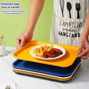 Plateau rectangulaire en plastique personnalisé pour la restauration commerciale, assiette de service épaisse antidérapante pour cantine, grande barquette pour la restauration rapide - Product Image 4