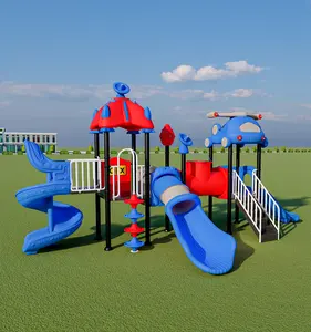 어린이를위한 상업 판타지 랜드 슬라이드 야외 놀이터 장비 다채로운 플라스틱 스윙 슬라이드