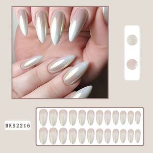 <span class=keywords><strong>Uñas</strong></span> Postizas Hechas a Mano, Cobertura Completa, <span class=keywords><strong>Punta</strong></span> <span class=keywords><strong>Francesa</strong></span> Artificial, Almendradas Medianas, Cuadradas, Largas, Brillantes, <span class=keywords><strong>de</strong></span> ABS, para Decoración <span class=keywords><strong>de</strong></span> Mujeres - Product Image 3