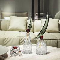 Ensemble de diffuseurs de parfum en verre filigrané de luxe, soufflé à la main, texture spirale blanche, bouchon plume, pour hôtel, aromathérapie, décoration