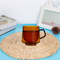 Vente en gros de tasses à café en verre à double paroi personnalisées avec poignée pour le thé, le cappuccino