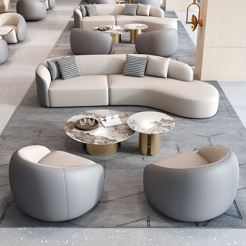 Ensemble canapé 220 cm et table basse, coloris gris.
