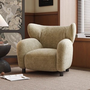 Fauteuil design aile de <span class=keywords><strong>sirène</strong></span> vintage en bouclé, canapé simple, fauteuil lounge style nordique, mobilier de décoration intérieure - Product Image 1