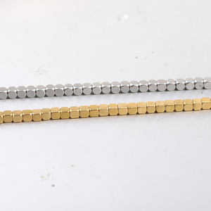 Hexagon Stainless Steel <b>Gold</b> <b>Bracelet</b> 4mm Geometric <b>Beaded</b> Unisex Jewelry - Product Image 5