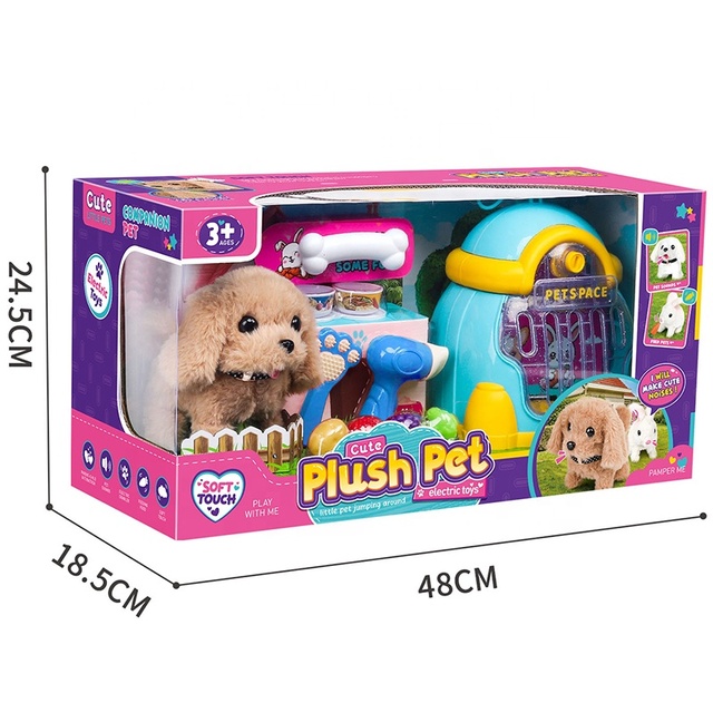 Plush Toys Puppy Electronic Toy Interactive Robot Dog Walking, Head Moving, Mouth Open, Tail Wagging (3 Color Mix)