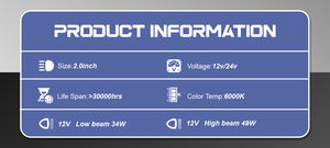 Phares antibrouillard LED universels 2 pouces à lentille de projecteur, 6000K, tricolores, avec supports multiples, haute puissance, vente en gros - Product Image 3