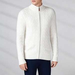 Knitwear Manufacturer Custom OEM ODM Winter <b>Cable</b> <b>Knitted</b> Top Men's Full Sleeve <b>Sweaters</b> Cardigan With Zippers - Product Image 4