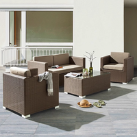 Modernes Outdoor-Freizeitmöbel-Set Wasserfestes Holz-Rattan-Sofa für Garten, Innenhof, Gastronomie, Hotels und Parks